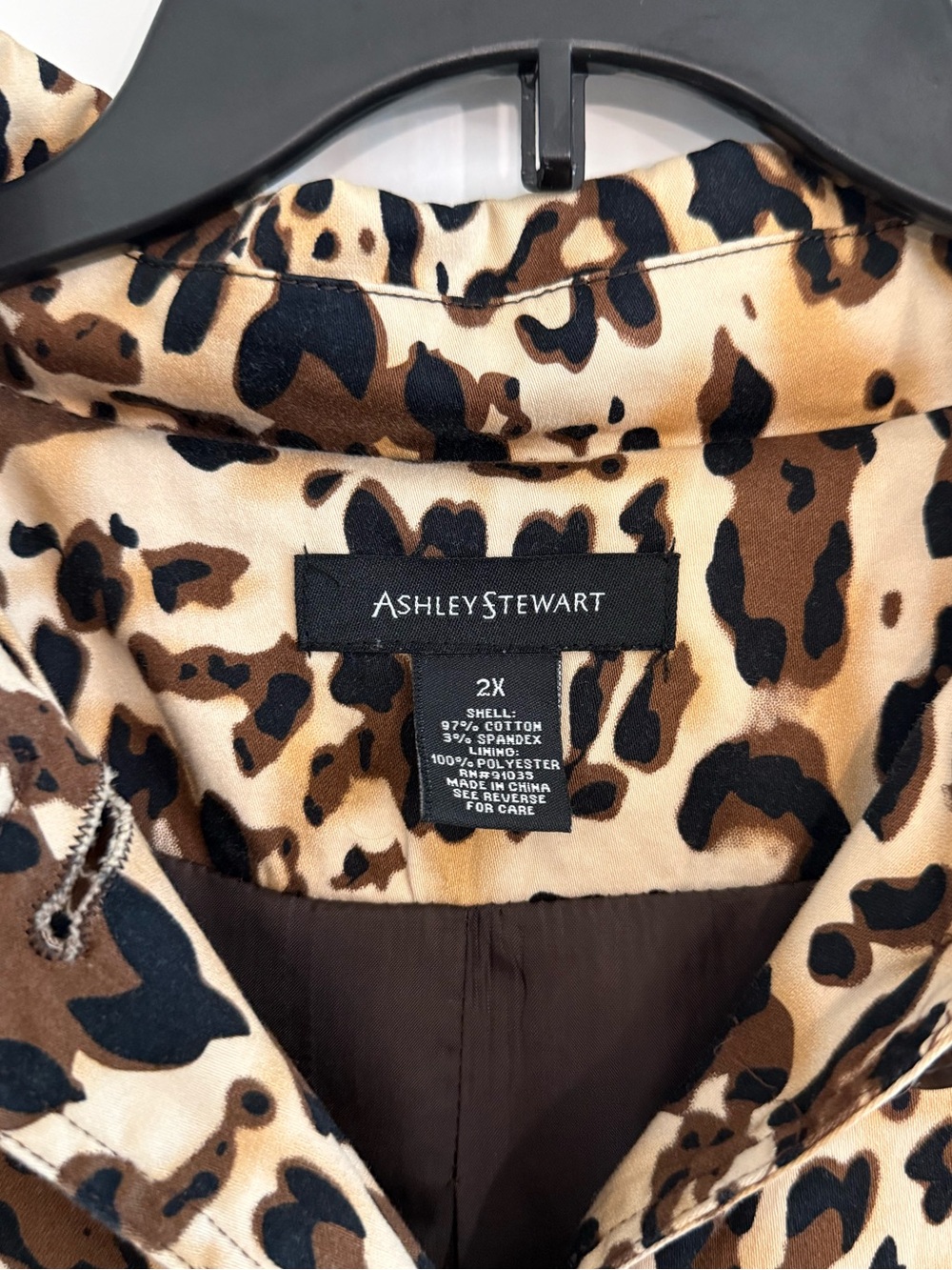 Ashley Stewart Leopard Print Long Button Jacket Size 2X Cotton Career Chic - Picture 3 of 11